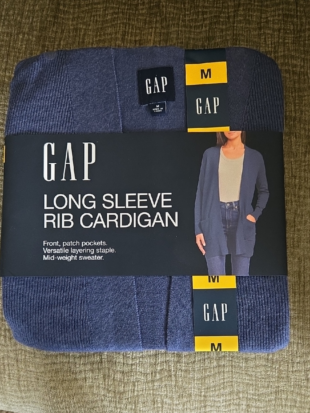 GAP Ribbed Open-Front Cardigan - Navy Blue